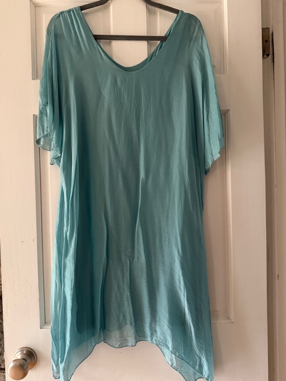 Light Blue Women's V-Neck Tunic Top